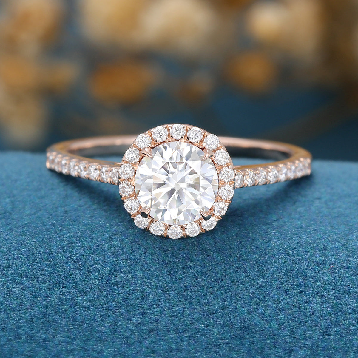 Round Halo & Pave Lab Grown Diamond Engagement Ring