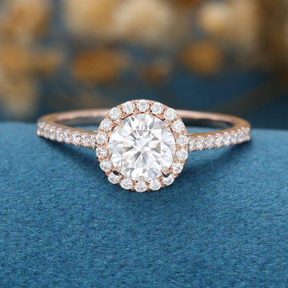 Round Halo & Pave Lab Grown Diamond Engagement Ring
