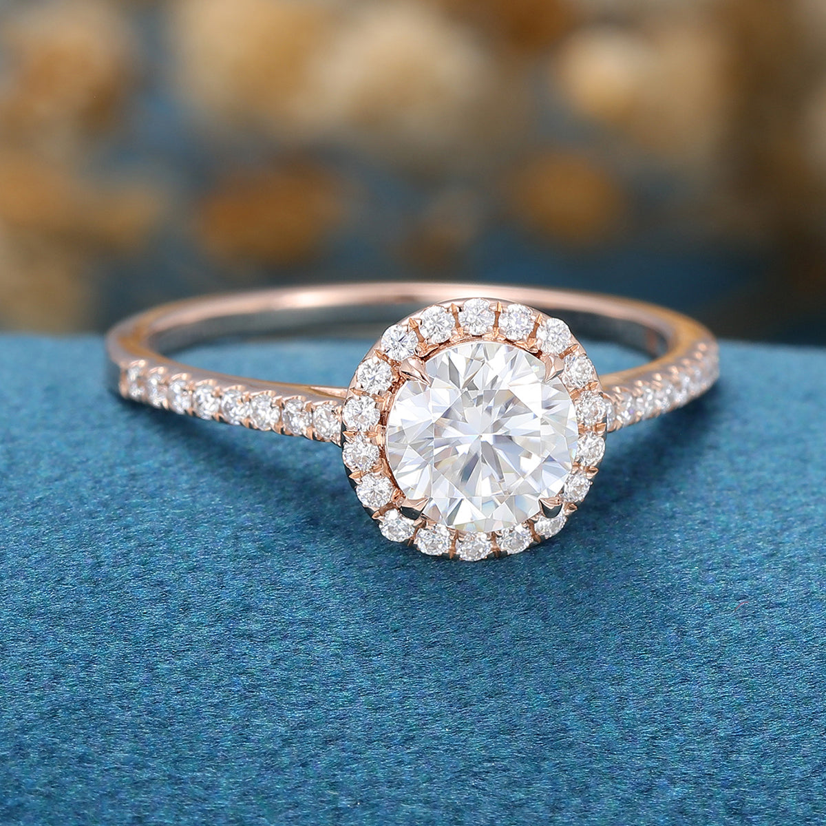 Round Halo & Pave Lab Grown Diamond Engagement Ring