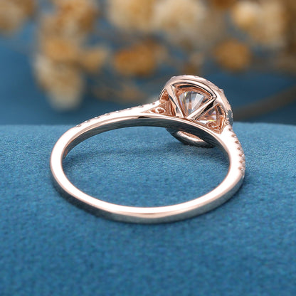 Round Halo & Pave Lab Grown Diamond Engagement Ring