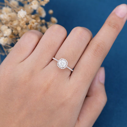 Round Halo & Pave Lab Grown Diamond Engagement Ring