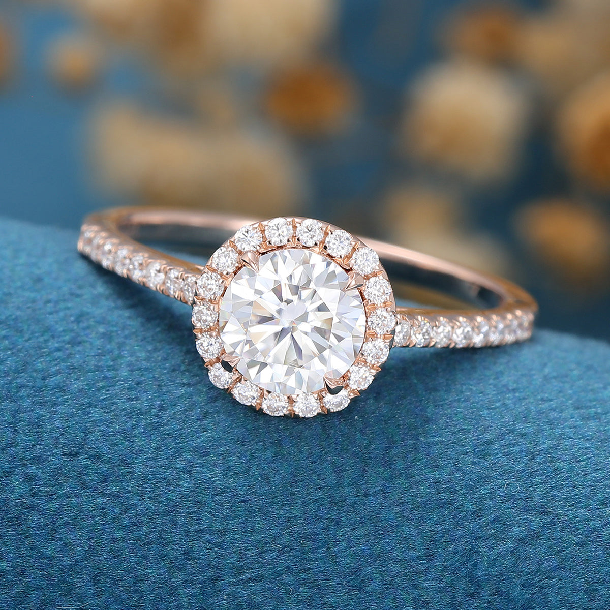 Round Halo & Pave Lab Grown Diamond Engagement Ring