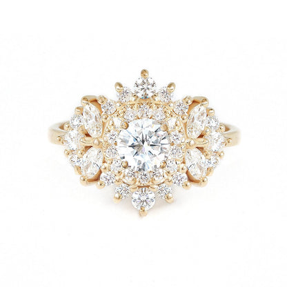 0.35 CT Round Double Halo CVD F/VS1 Diamond Engagement Ring 3