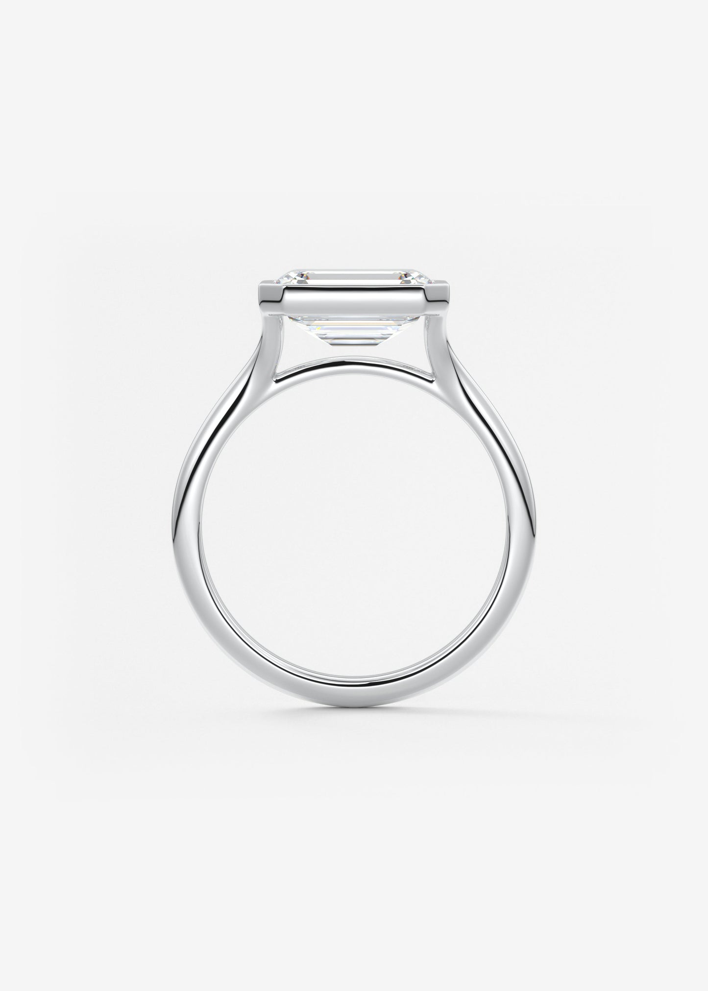 East West Emerald Bezel Solitaire Lab Grown Diamond Engagement Ring
