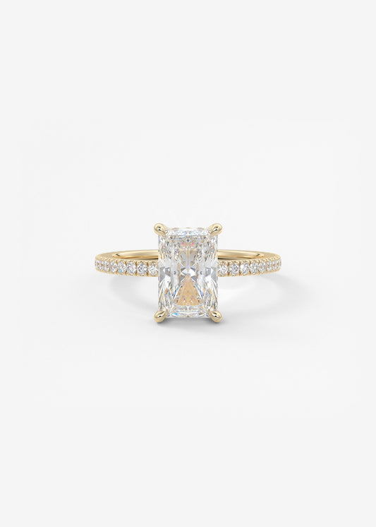 Radiant Hidden Halo & Pave Lab Grown Diamond Engagement Ring