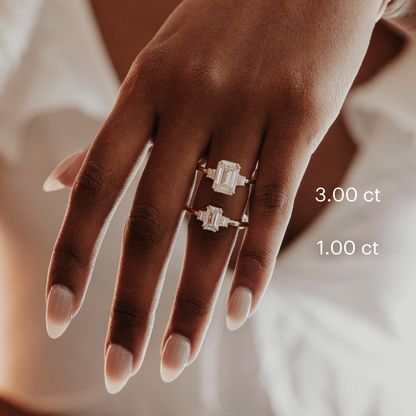 3 CT Emerald Shaped Cluster Moissanite Engagement Ring