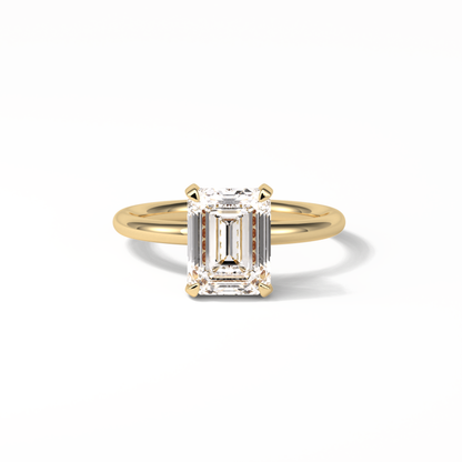 Emerald Solitaire Lab Grown Diamond Engagement Ring