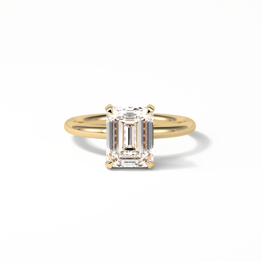 Emerald Solitaire Lab Grown Diamond Engagement Ring