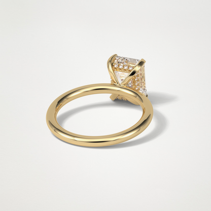 Emerald Solitaire Lab Grown Diamond Engagement Ring