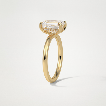 Emerald Solitaire Lab Grown Diamond Engagement Ring