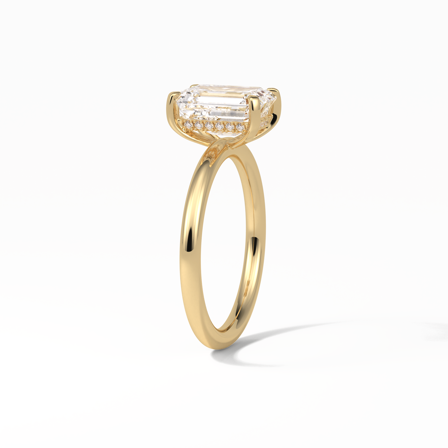 Emerald Solitaire Lab Grown Diamond Engagement Ring
