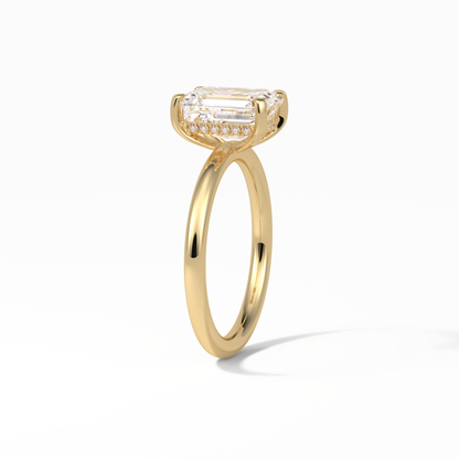 Emerald Solitaire Lab Grown Diamond Engagement Ring