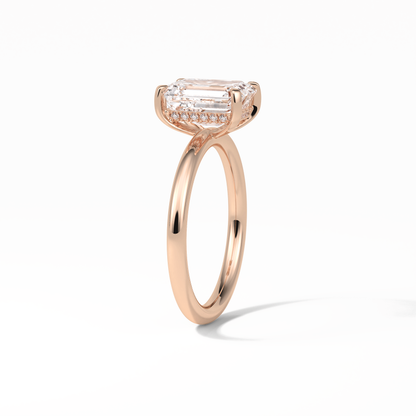 Emerald Solitaire Lab Grown Diamond Engagement Ring