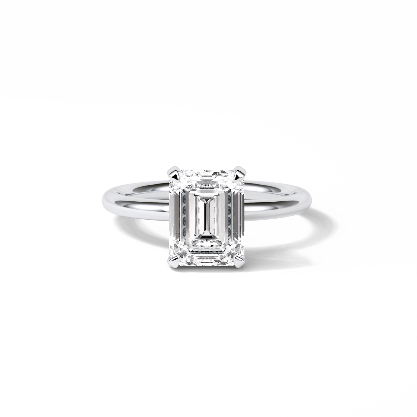 Emerald Solitaire Lab Grown Diamond Engagement Ring