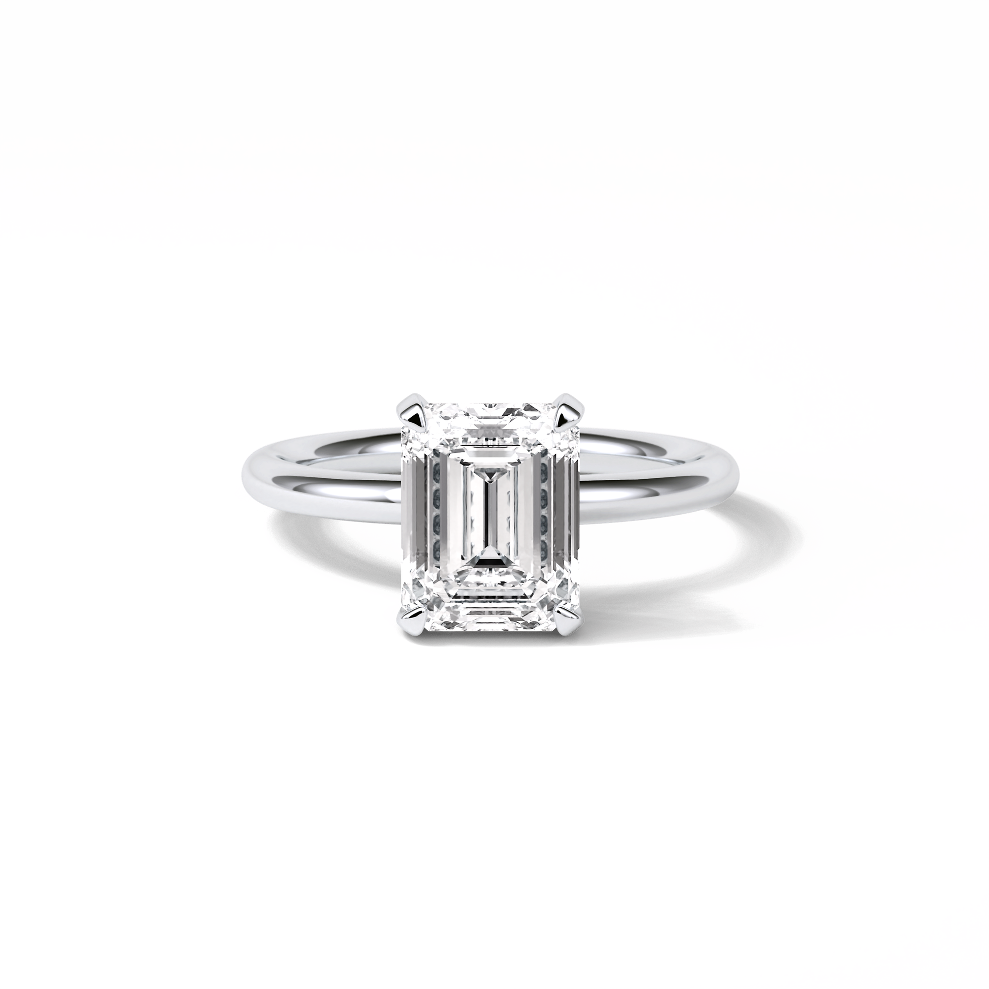 Emerald Solitaire Lab Grown Diamond Engagement Ring