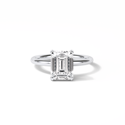 Emerald Solitaire Lab Grown Diamond Engagement Ring