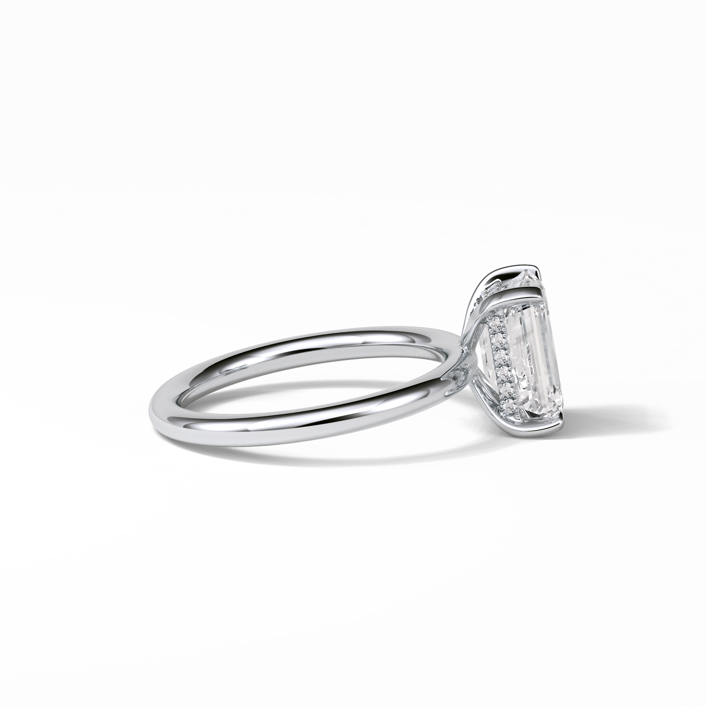 Emerald Solitaire Lab Grown Diamond Engagement Ring