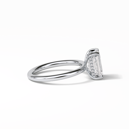 Emerald Solitaire Lab Grown Diamond Engagement Ring