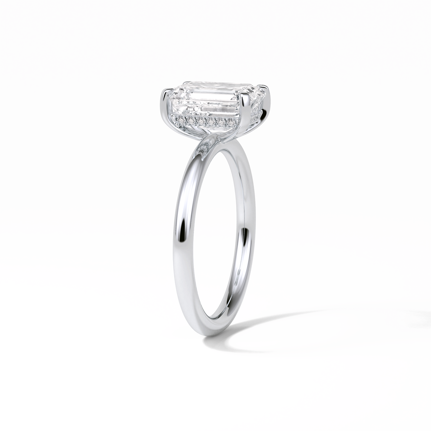 Emerald Solitaire Lab Grown Diamond Engagement Ring