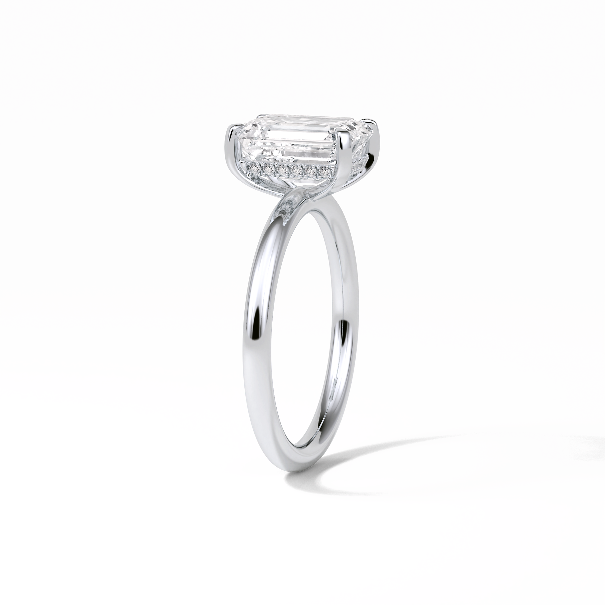 Emerald Solitaire Lab Grown Diamond Engagement Ring