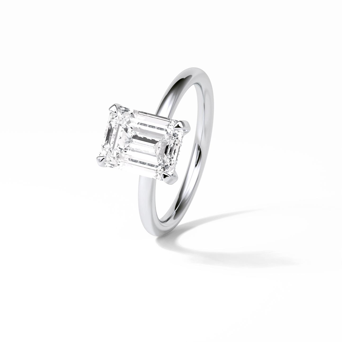 Emerald Solitaire Lab Grown Diamond Engagement Ring