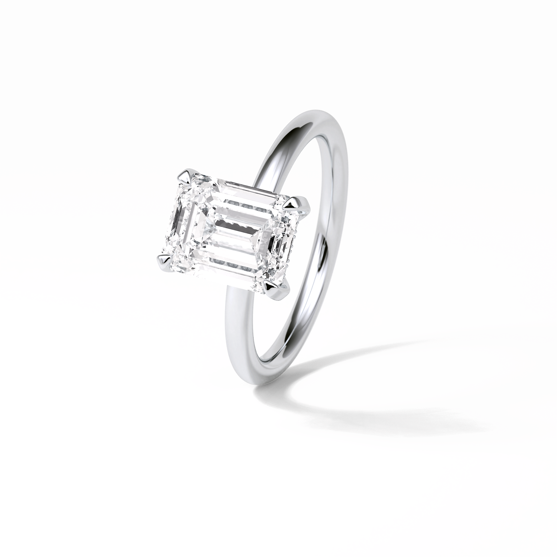 Emerald Solitaire Lab Grown Diamond Engagement Ring