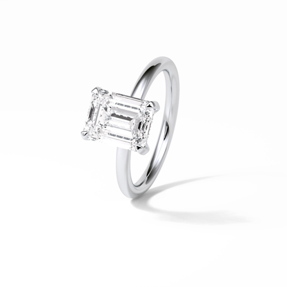 Emerald Solitaire Lab Grown Diamond Engagement Ring