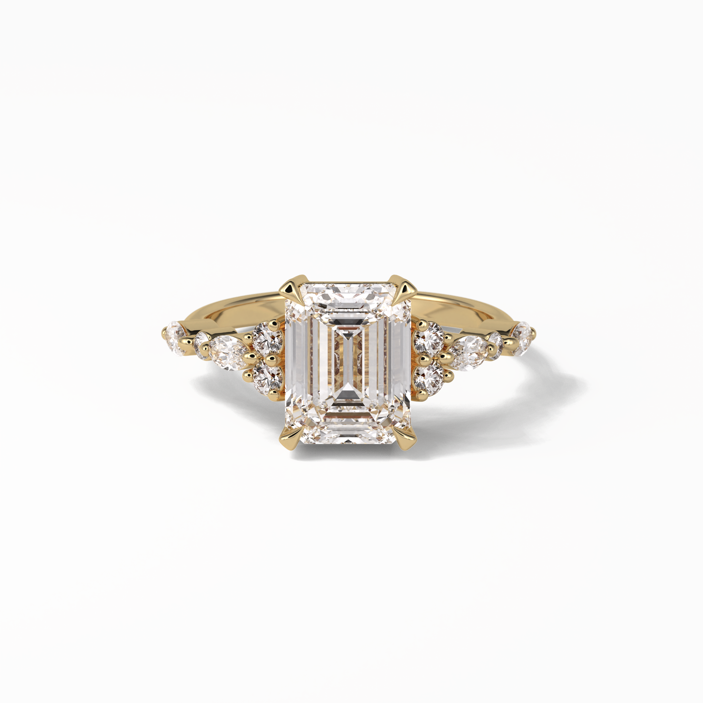Emerald Cluster Lab Grown Diamond Engagement Ring