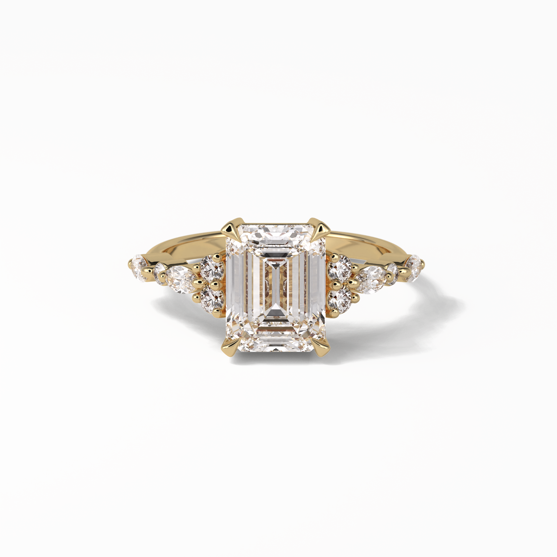 Emerald Cluster Lab Grown Diamond Engagement Ring