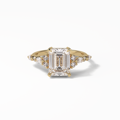 Emerald Cluster Lab Grown Diamond Engagement Ring