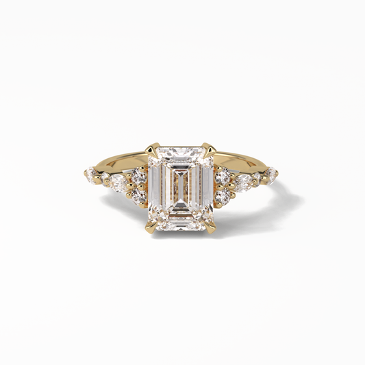 Emerald Cluster Lab Grown Diamond Engagement Ring