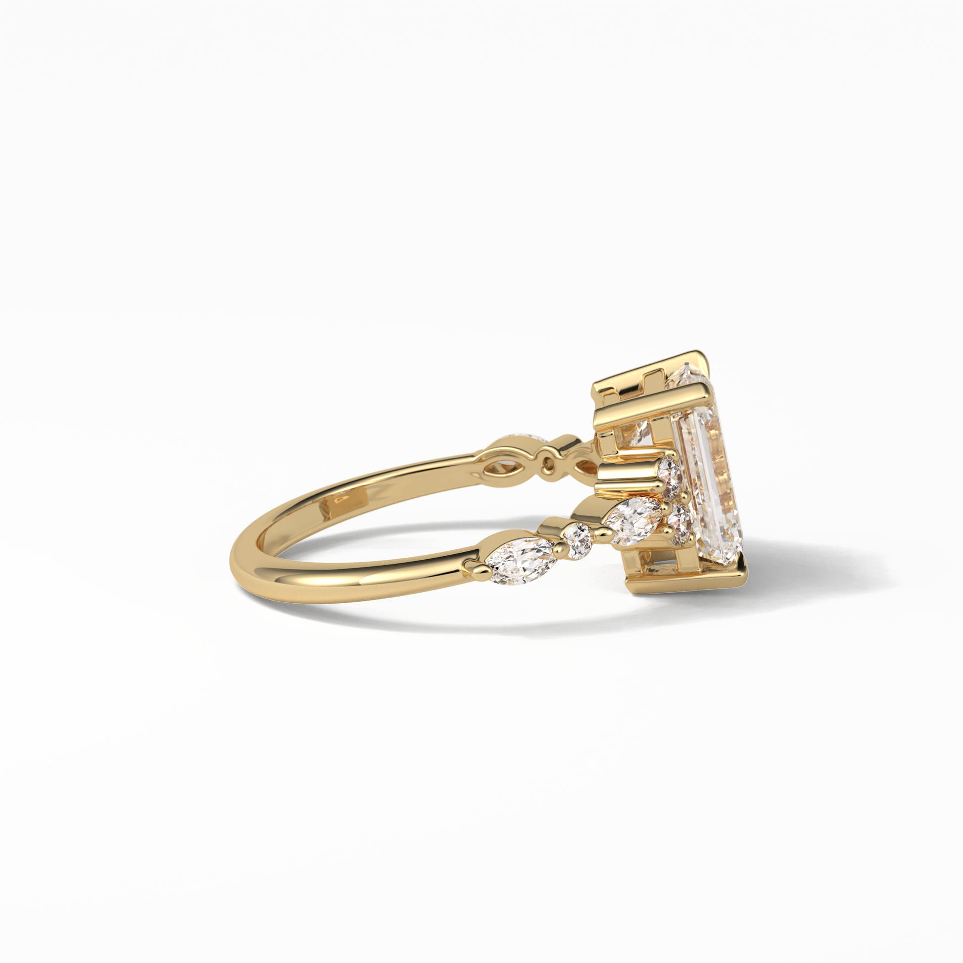 Emerald Cluster Lab Grown Diamond Engagement Ring