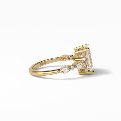 Emerald Cluster Lab Grown Diamond Engagement Ring