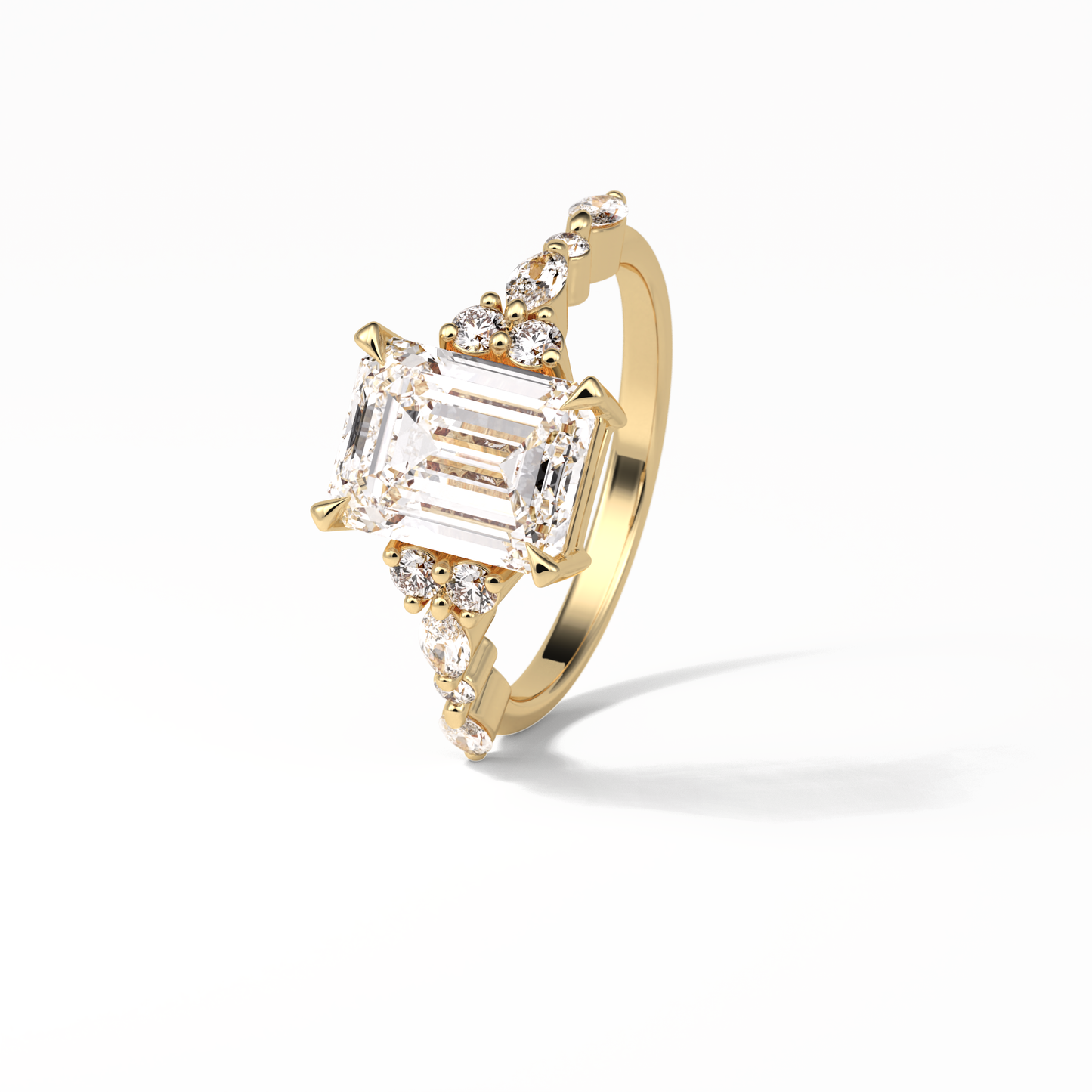 Emerald Cluster Lab Grown Diamond Engagement Ring