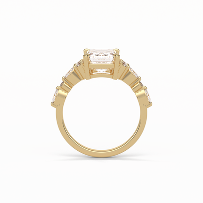Emerald Cluster Lab Grown Diamond Engagement Ring