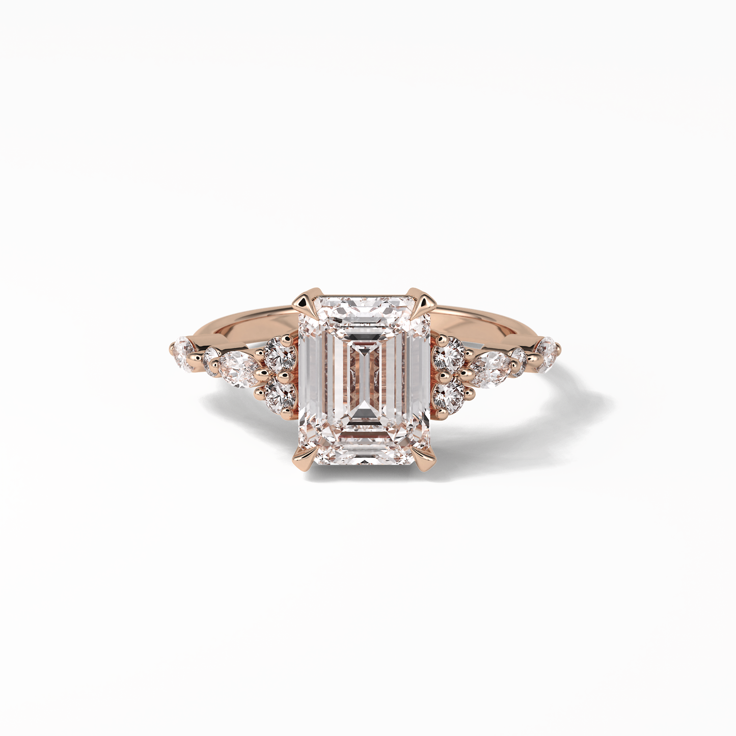 Emerald Cluster Lab Grown Diamond Engagement Ring