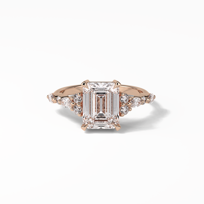 Emerald Cluster Lab Grown Diamond Engagement Ring