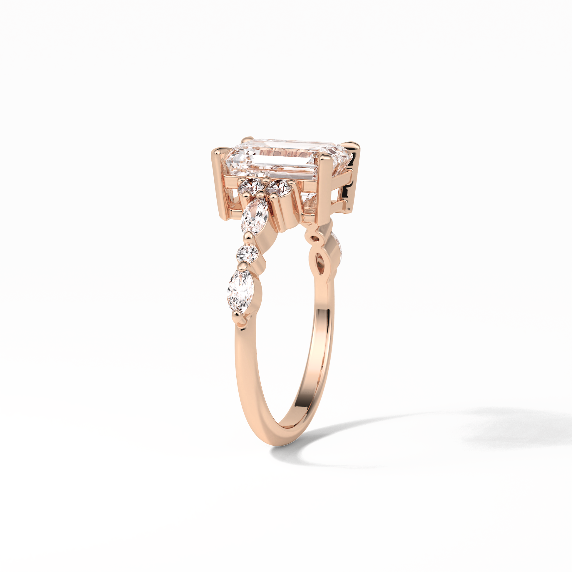 Emerald Cluster Lab Grown Diamond Engagement Ring