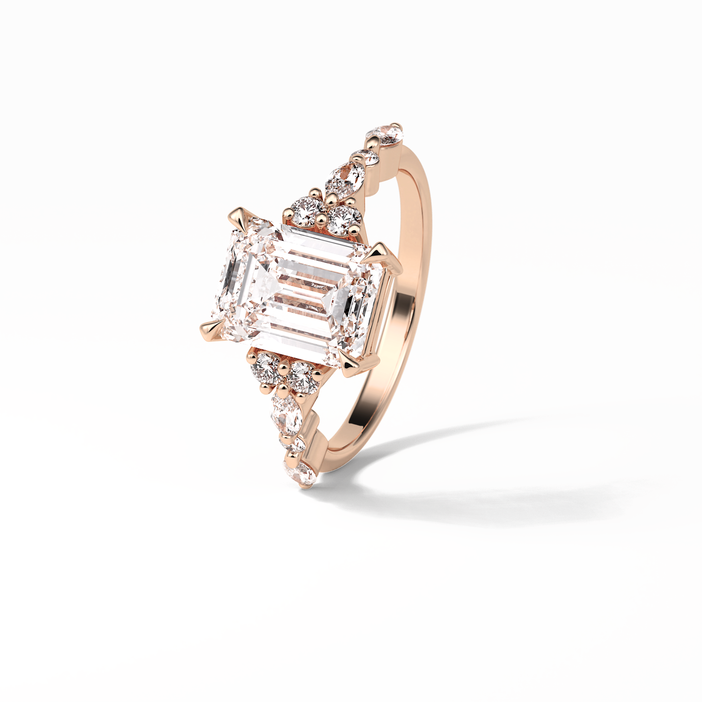 Emerald Cluster Lab Grown Diamond Engagement Ring