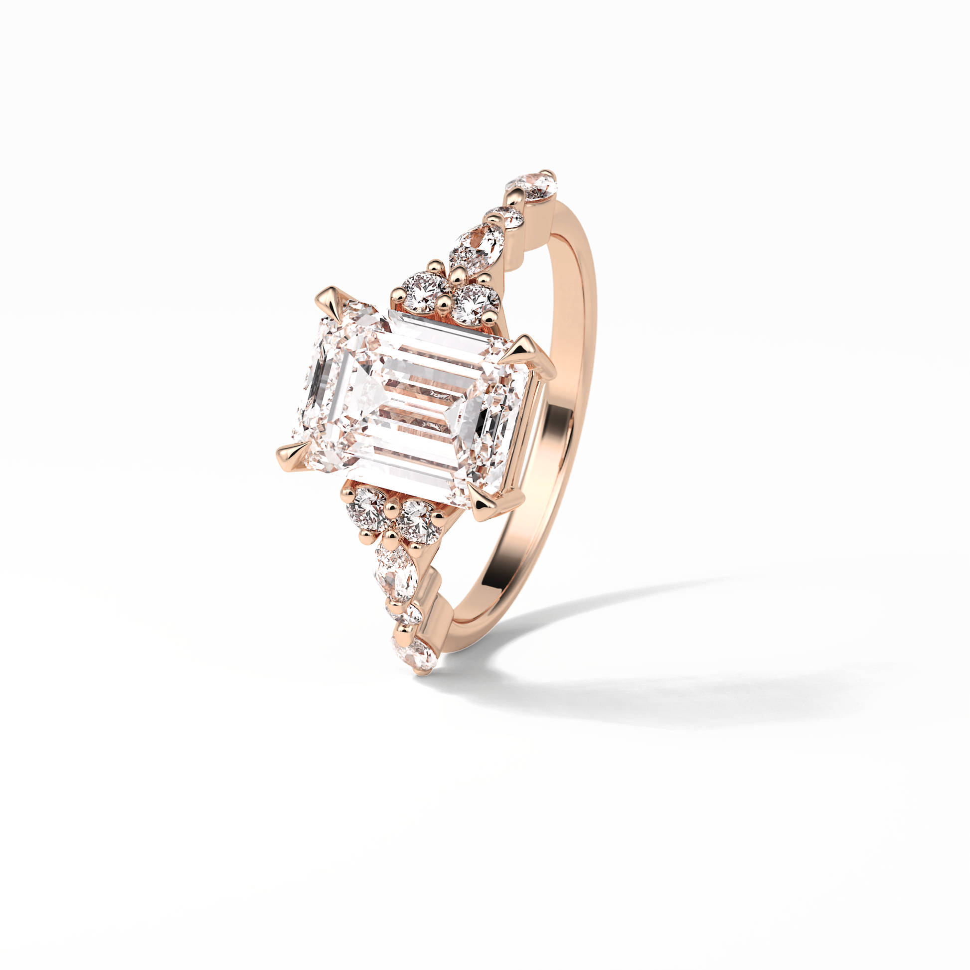 Emerald Cluster Lab Grown Diamond Engagement Ring