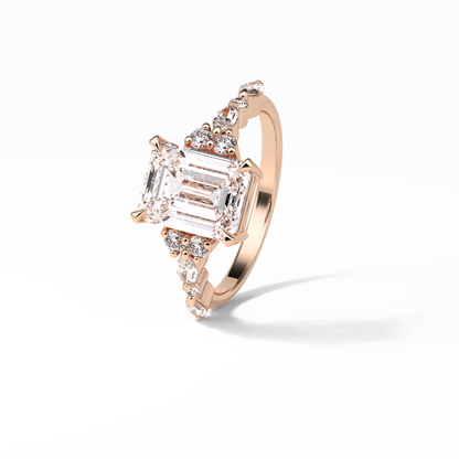 Emerald Cluster Lab Grown Diamond Engagement Ring