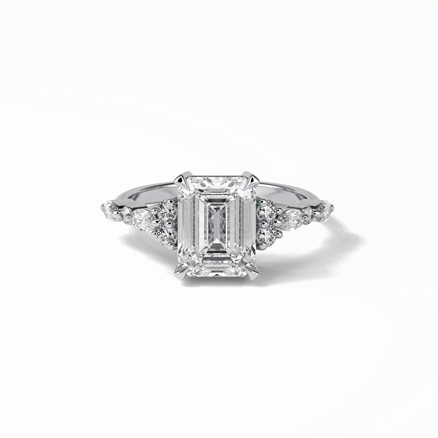 Emerald Cluster Lab Grown Diamond Engagement Ring