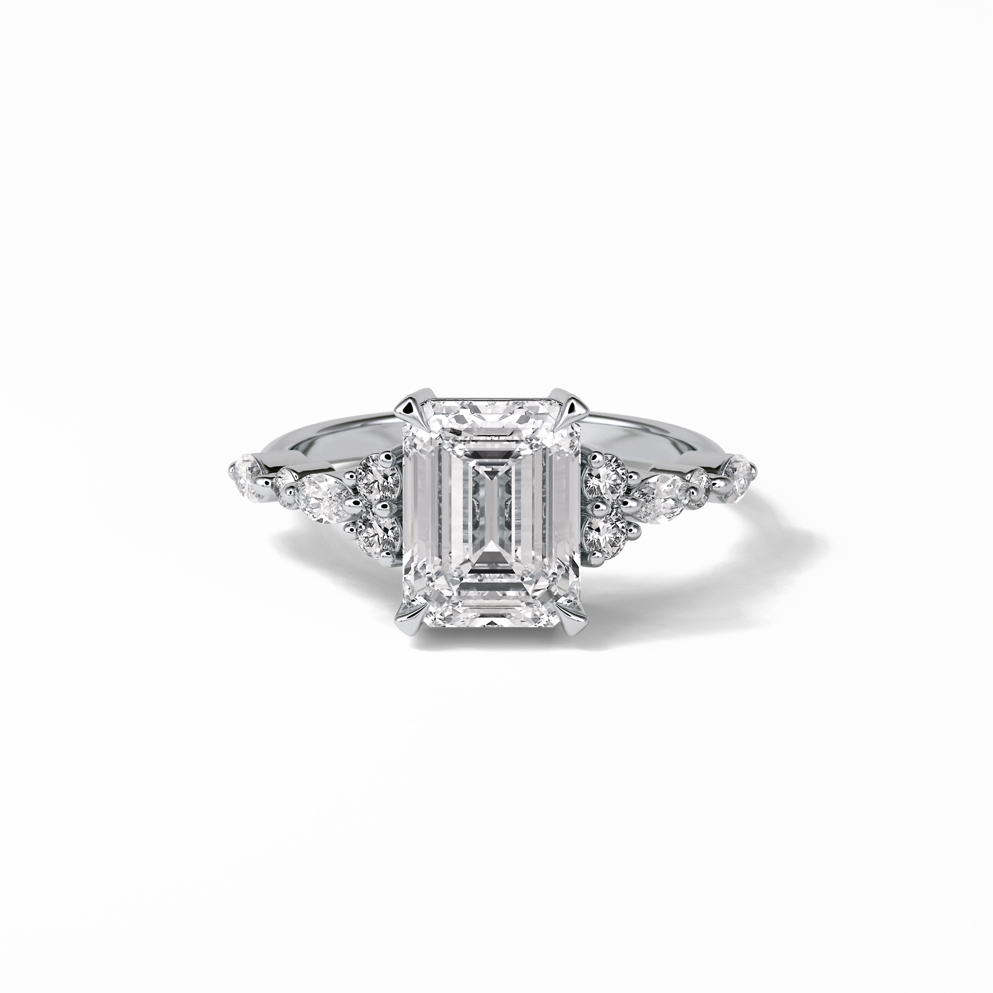 Emerald Cluster Lab Grown Diamond Engagement Ring