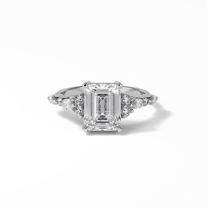 Emerald Cluster Lab Grown Diamond Engagement Ring