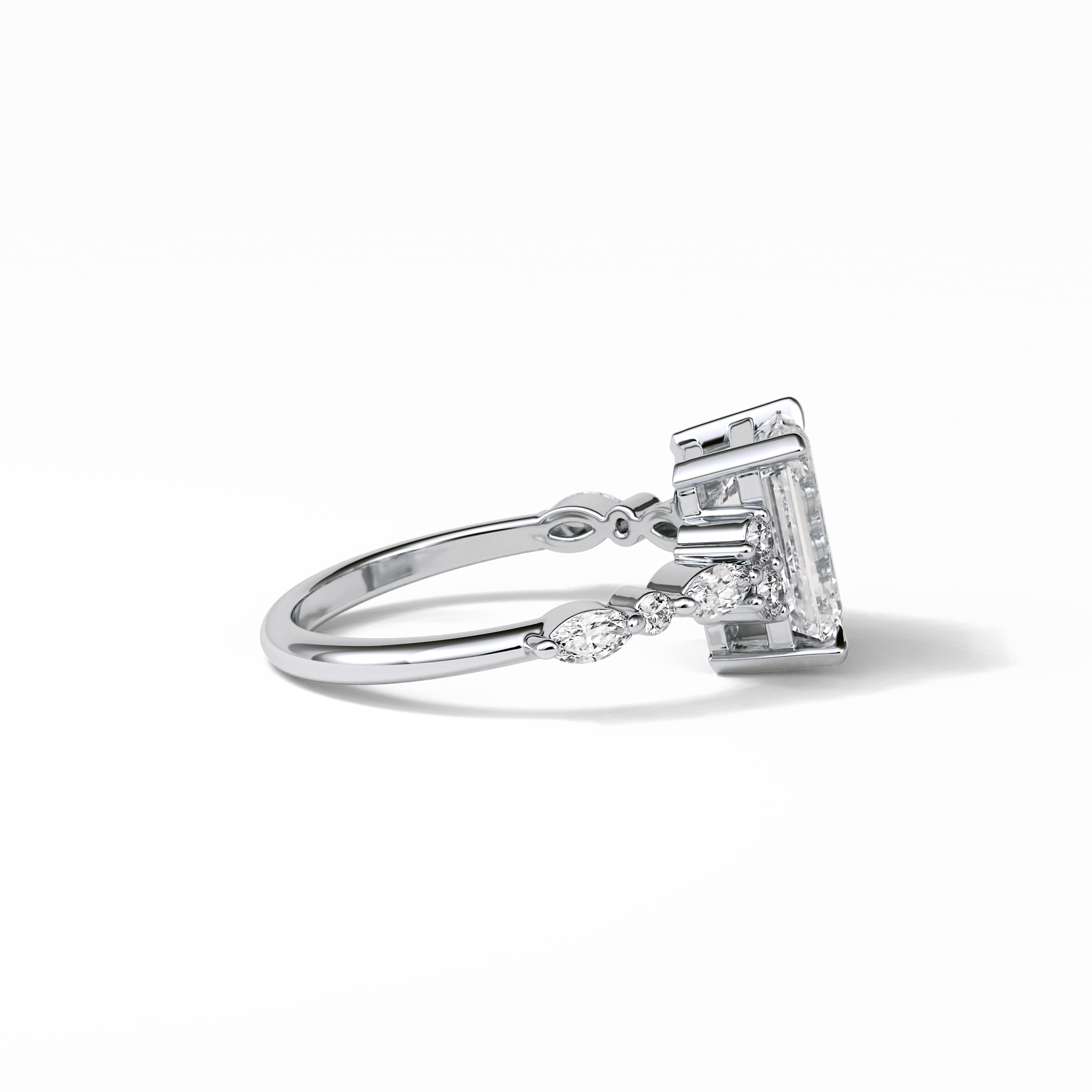 Emerald Cluster Lab Grown Diamond Engagement Ring