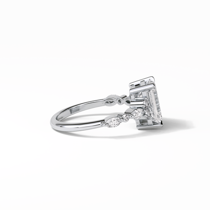 Emerald Cluster Lab Grown Diamond Engagement Ring