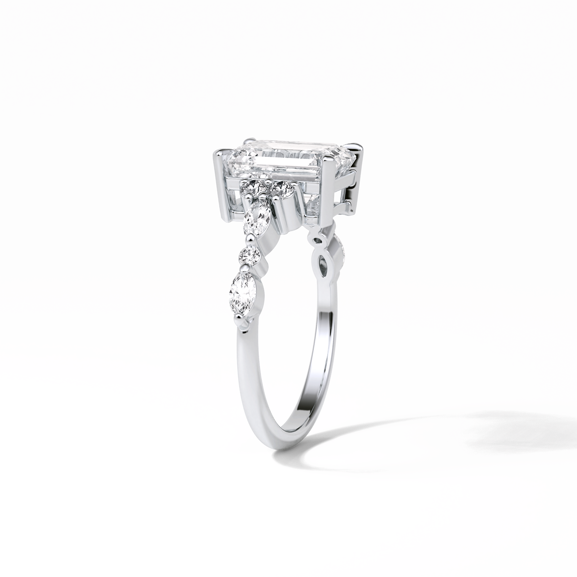Emerald Cluster Lab Grown Diamond Engagement Ring