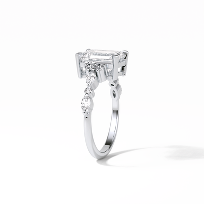 Emerald Cluster Lab Grown Diamond Engagement Ring