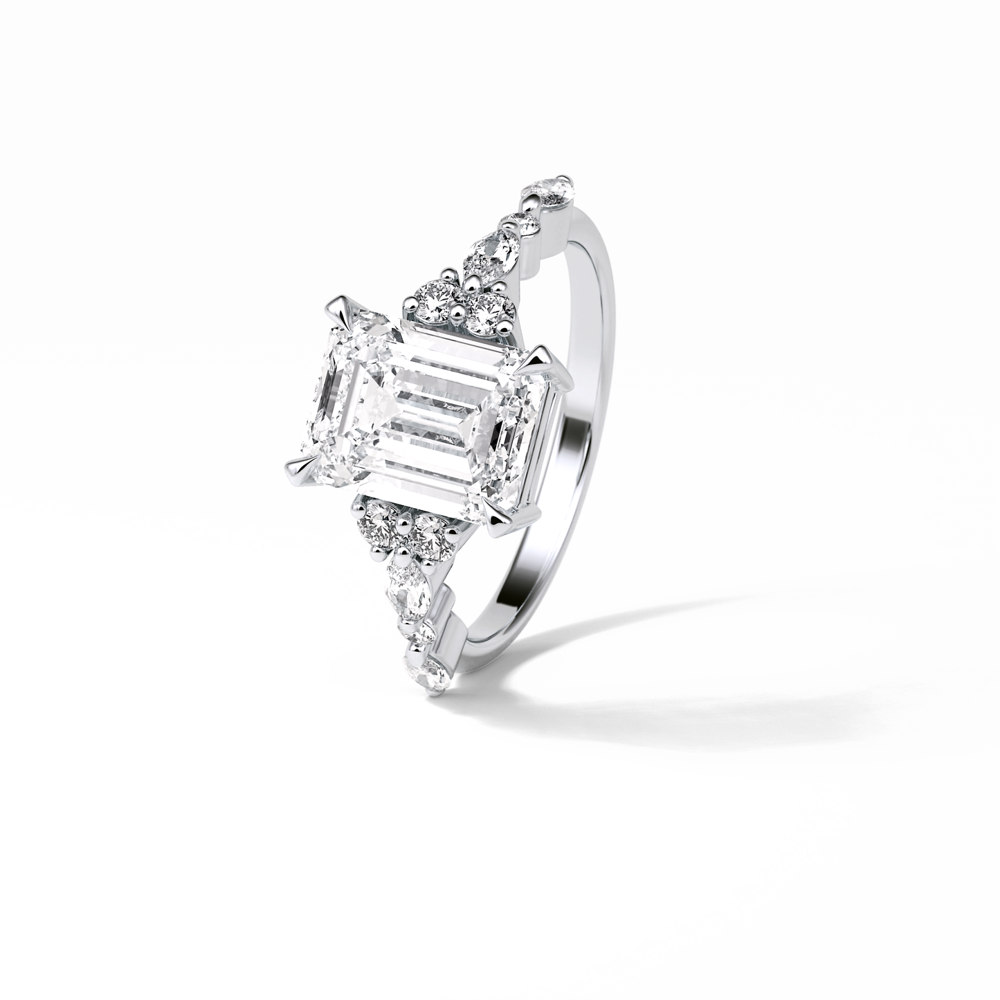 Emerald Cluster Lab Grown Diamond Engagement Ring
