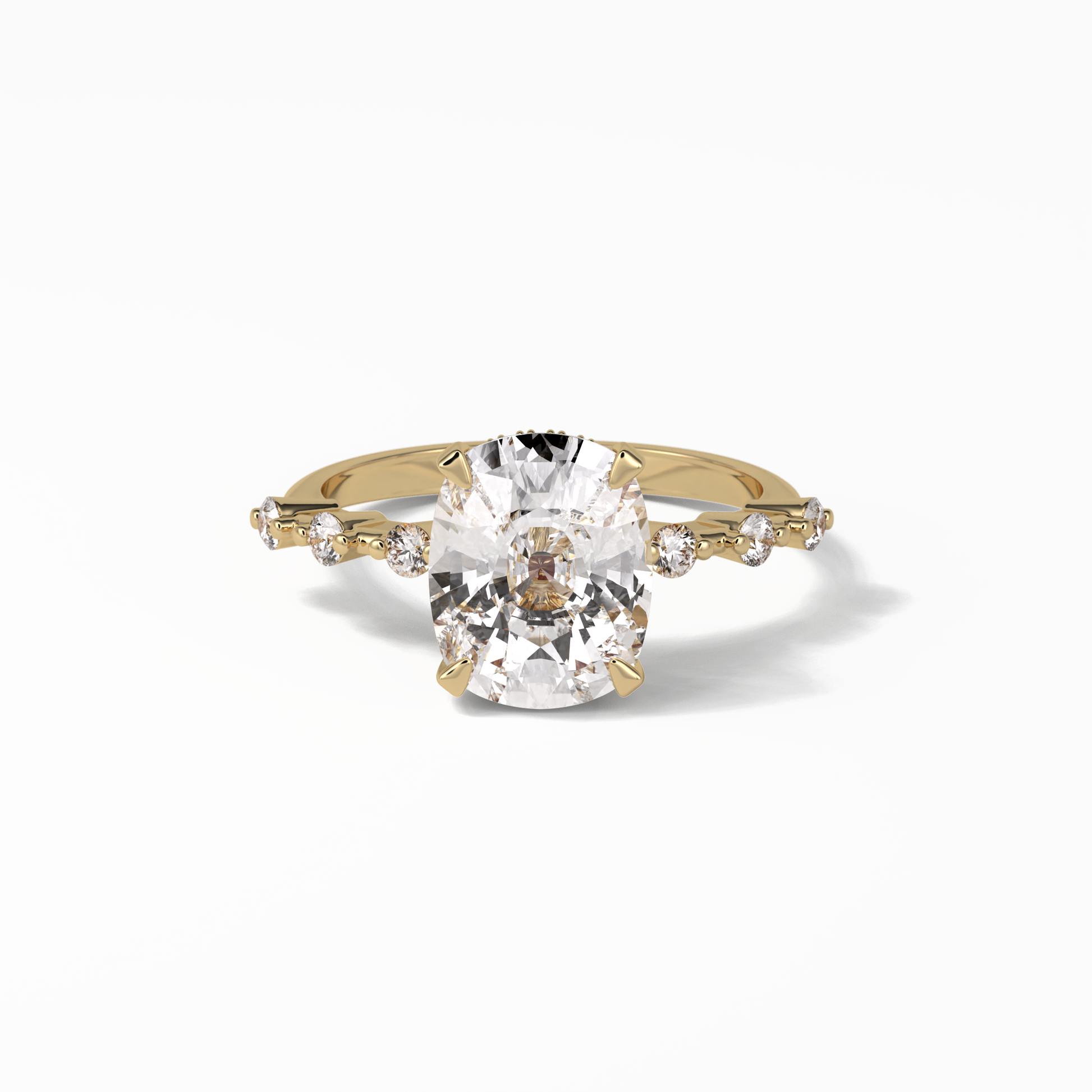 Cushion Dainty Pave Lab Grown Diamond Engagement Ring